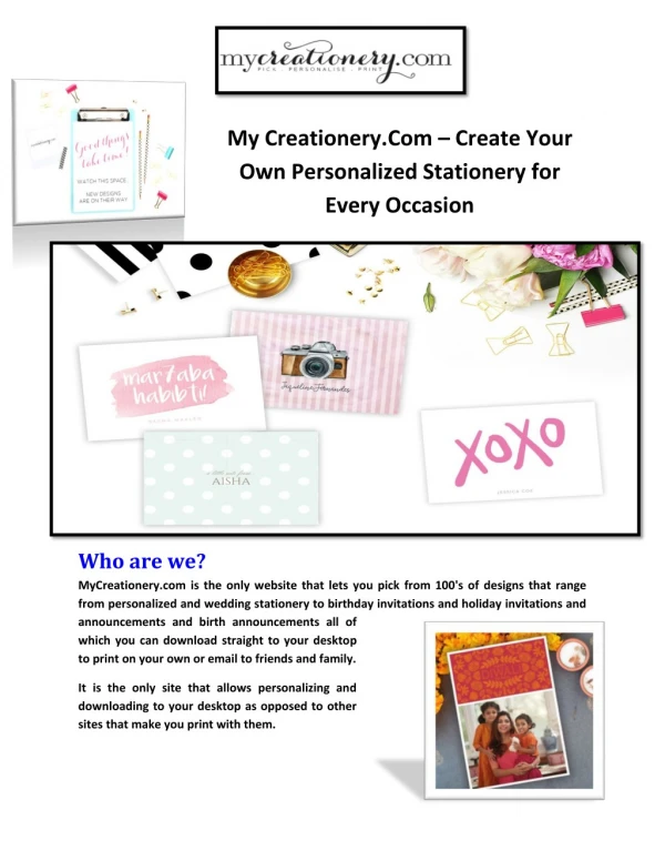 Personalized Stationery For Every Occasion| My Creationery.Com