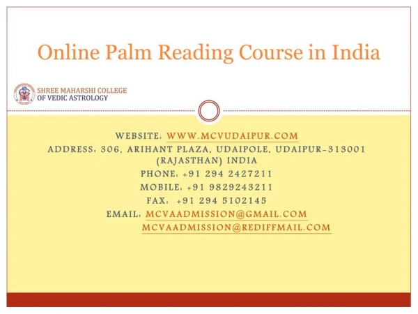 Online Palm Reading Course in India