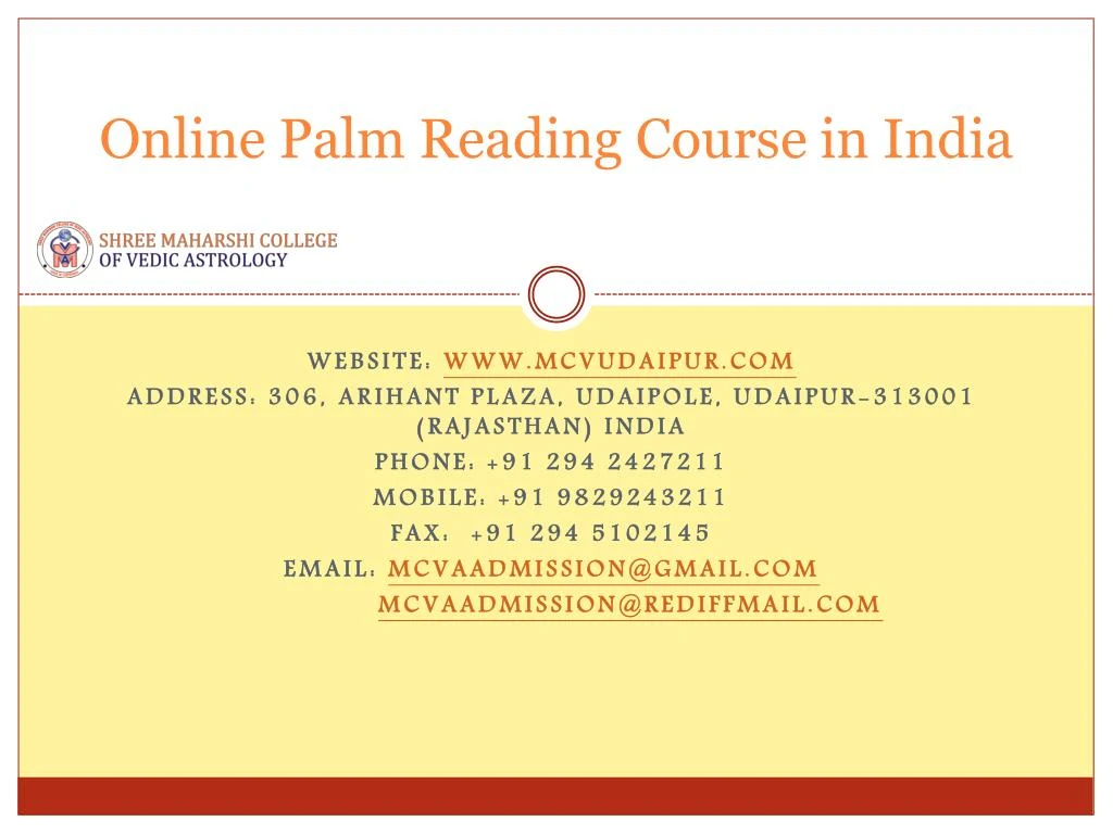 online palm reading course in india