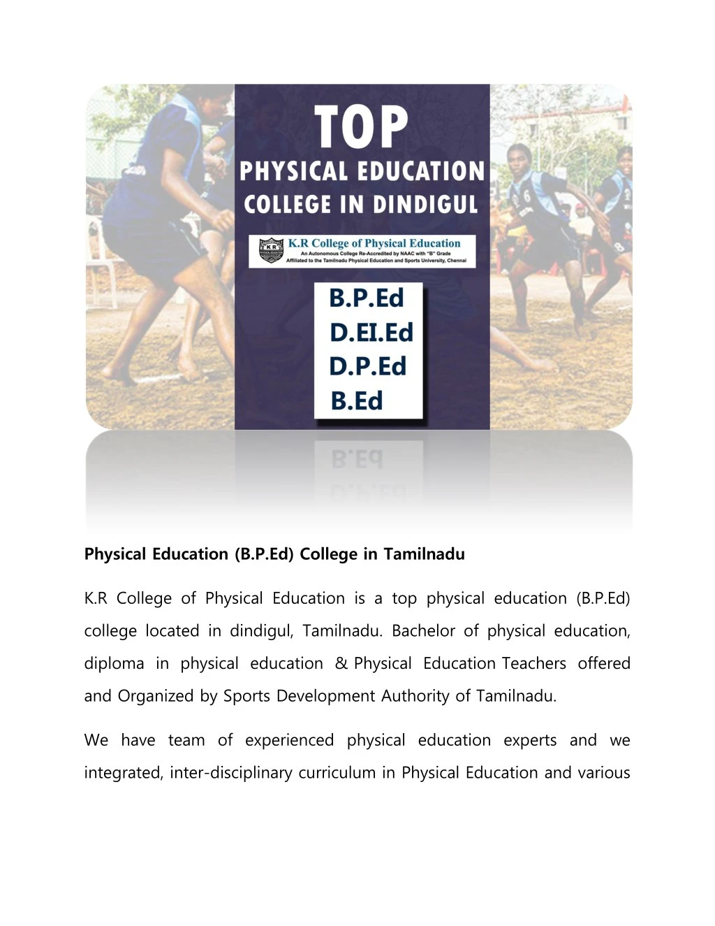 physical education b p ed college in tamilnadu
