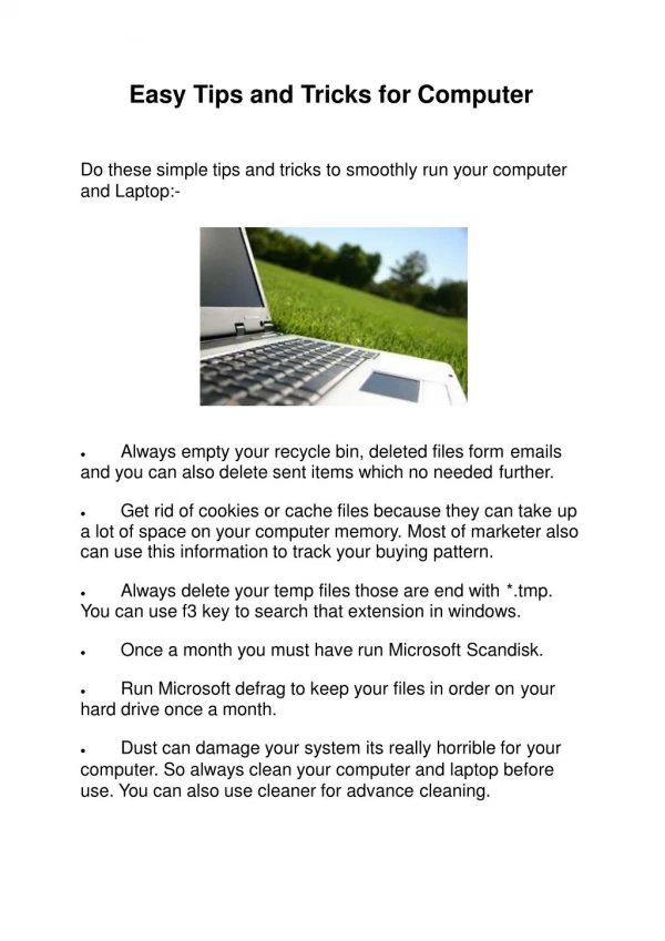 Easy Tips and Tricks for Computer