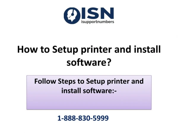 How to Setup printer and install software?