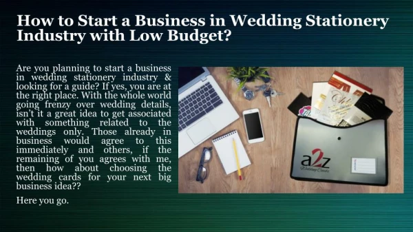 How to Start a Business in Wedding Stationery Industry with Low Budget?