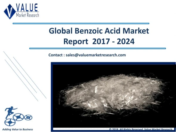 Benzoic Acid Market Exhibiting a CAGR of 4.8% by 2024