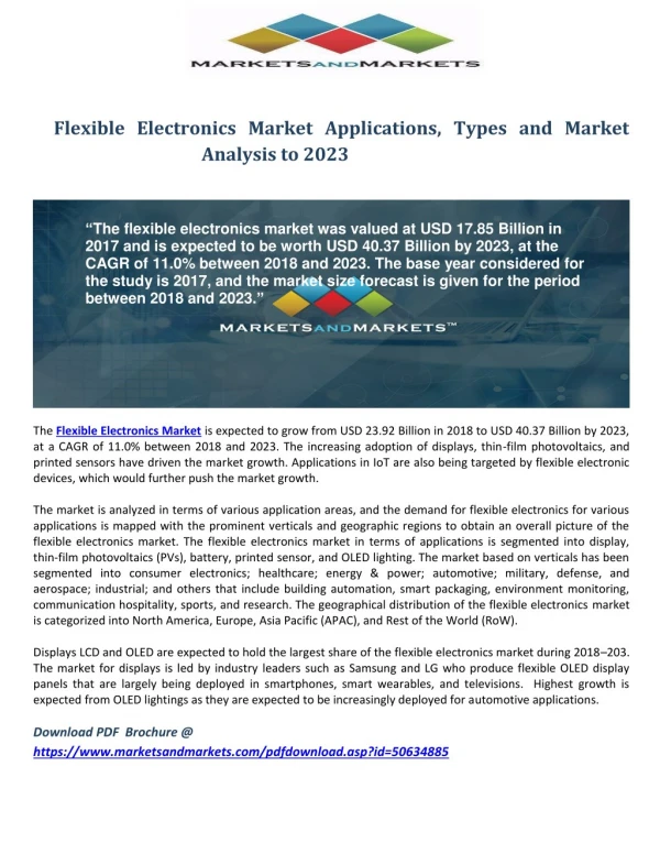 Flexible Electronics Market Applications, Types and Market Analysis to 2023