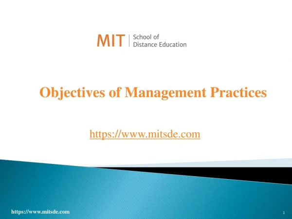 Objectives of Management Practices | MITSDE