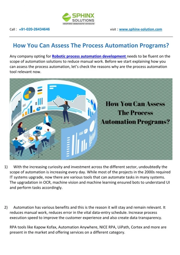 How you can assess the process automation programs