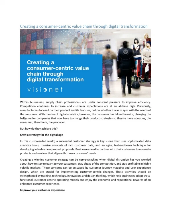 Creating a consumer-centric value chain through digital transformation