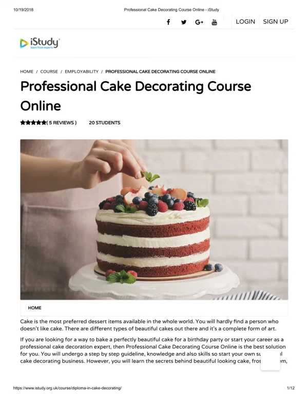 Professional Cake Decorating Course Online - istudy