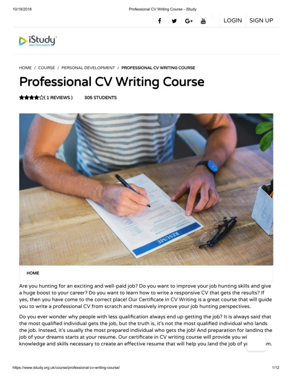 Professional CV Writing Course - istudy