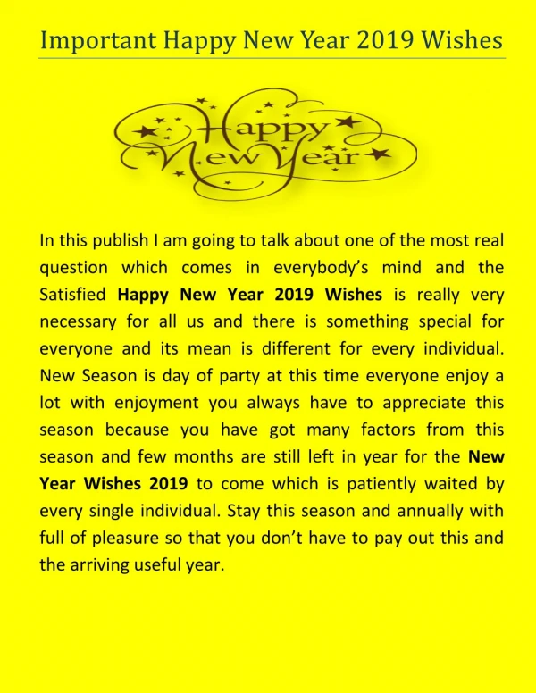 Important Happy New Year 2019 Wishes