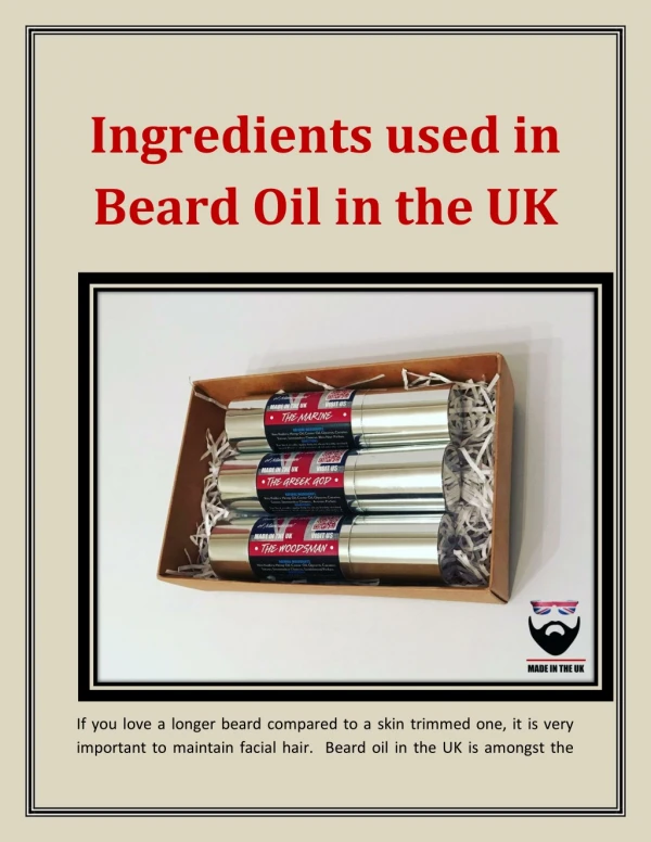 Ingredients used in Beard Oil in the UK