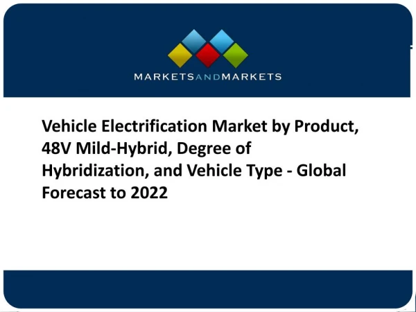 Vehicle Electrification Market by Product, 48V Mild-Hybrid, Degree of Hybridization, and Vehicle Type - Global Forecast