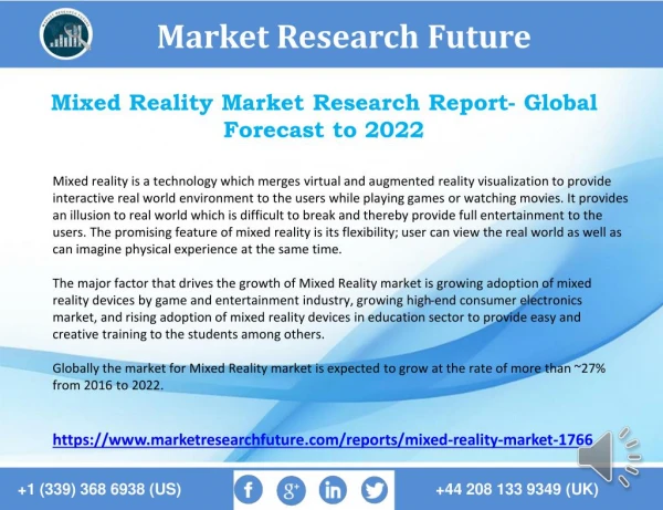 Mixed Reality Market Growth, Future Prospects and Competitive Analysis 2018