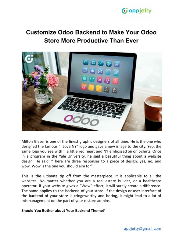 Customize Odoo Backend to Make Your Odoo Store More Productive Than Ever