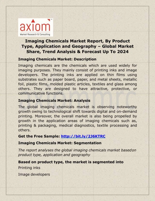 Imaging Chemicals Market: Top Aspects to be consider in 2018-2024