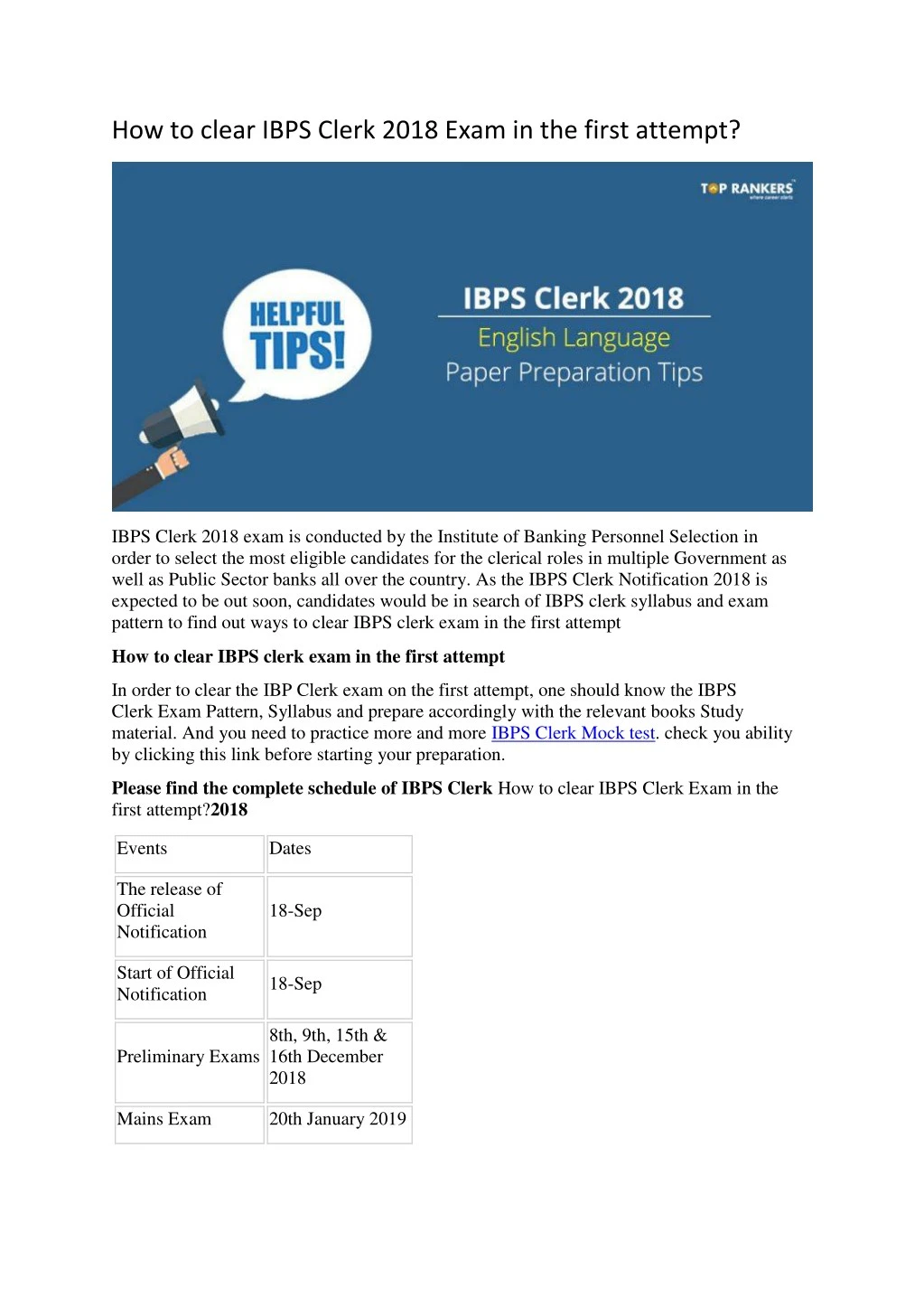 how to clear ibps clerk 2018 exam in the first