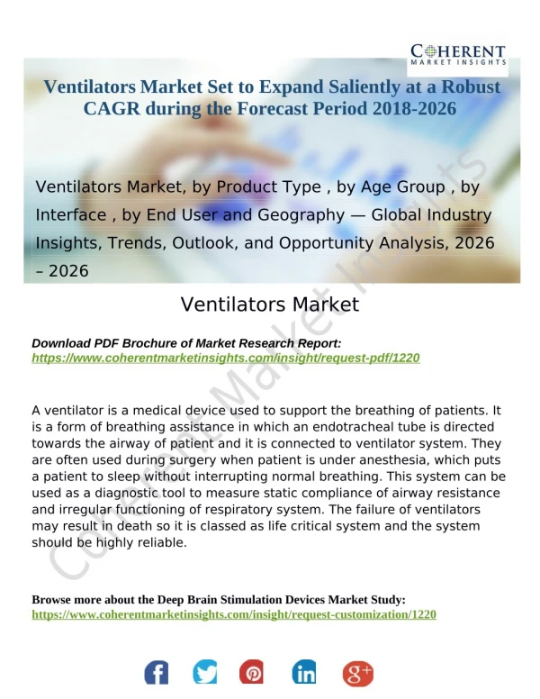 Ventilators Market Set to Expand Saliently at a Robust CAGR during the Forecast Period 2018-2026