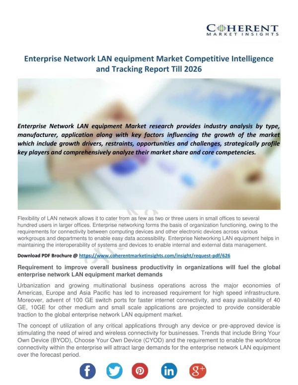 Enterprise Network LAN equipment Market - Global Industry Insights, Trends, Outlook, and Opportunity Analysis, 2018-2026