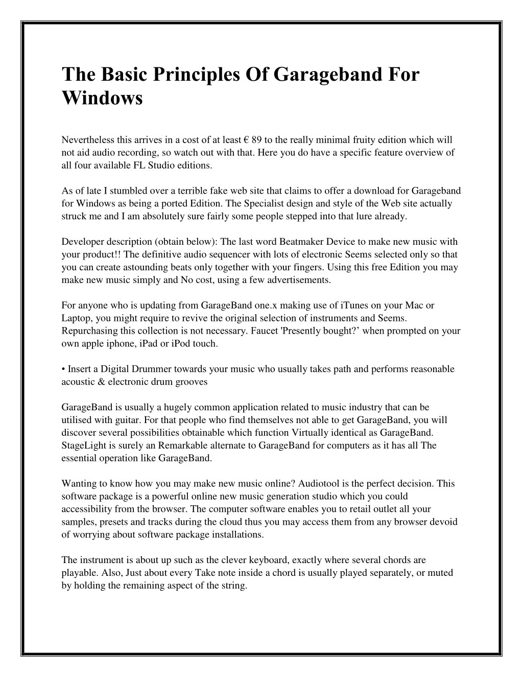 the basic principles of garageband for windows