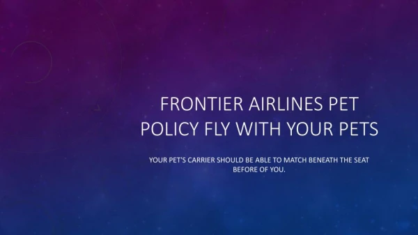 Frontier Airlines Pet Policy Fly With Your Pets