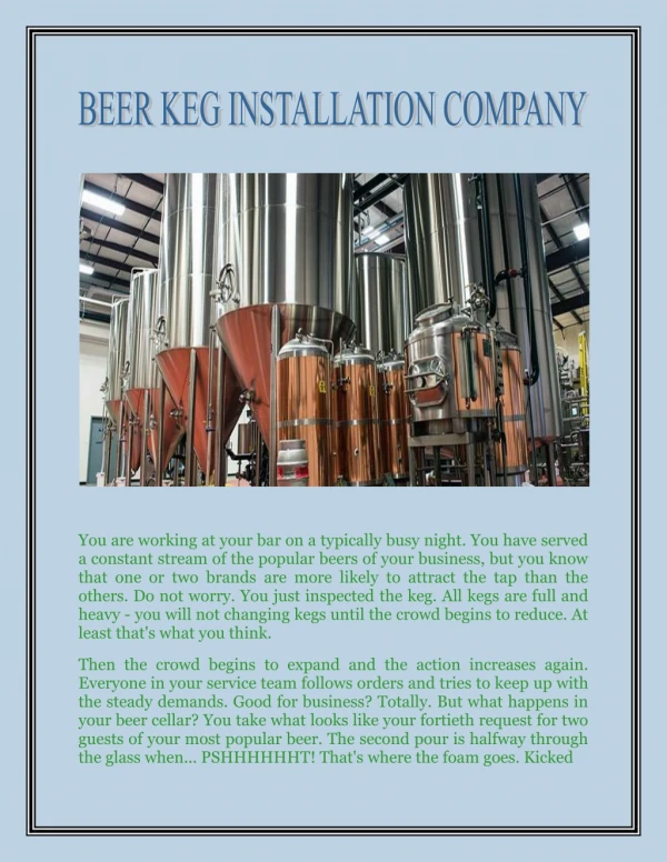Save Foam On Beer | Contact With Beer Keg Installation Company