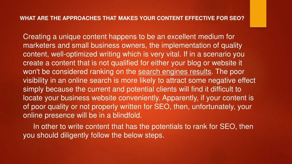 what are the approaches that makes your content