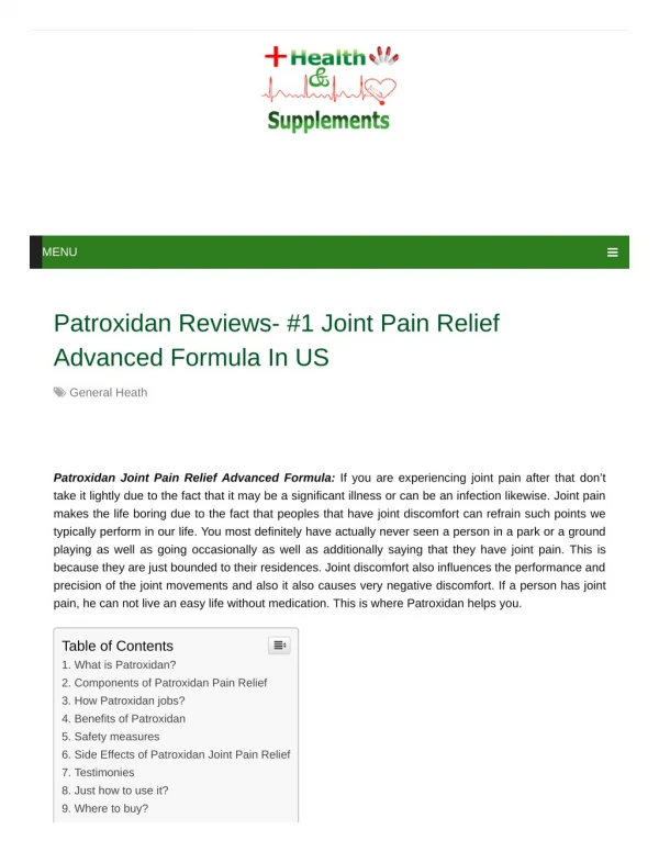Patroxidan Reviews, Benefits And Side Effects