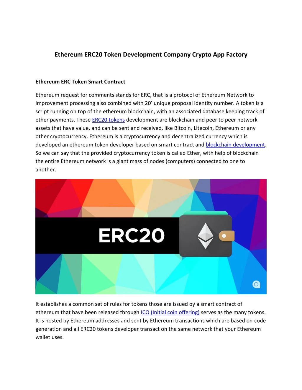 ethereum erc20 token development company crypto