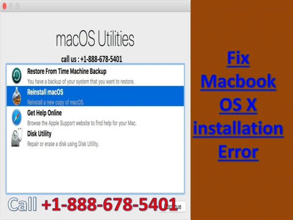 Steps to Fix 1-888-678-5401 Installation Error of MacBook Air OS X Operating System