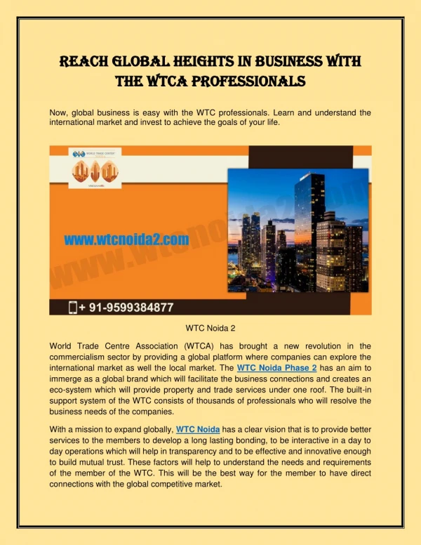 Reach Global Heights In Business With The WTCA Professionals