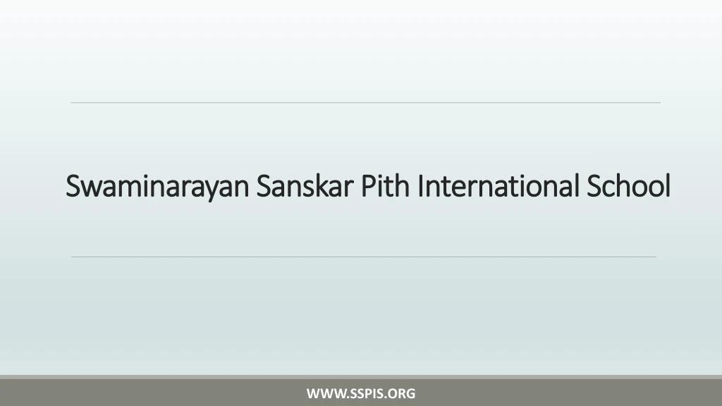 swaminarayan sanskar pith international school