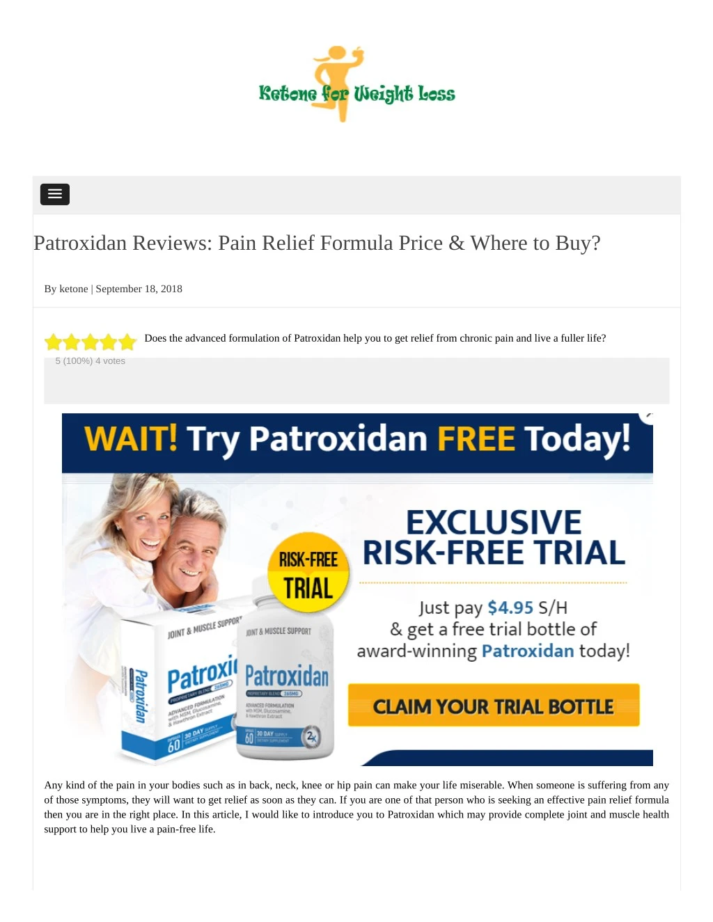 patroxidan reviews pain relief formula price