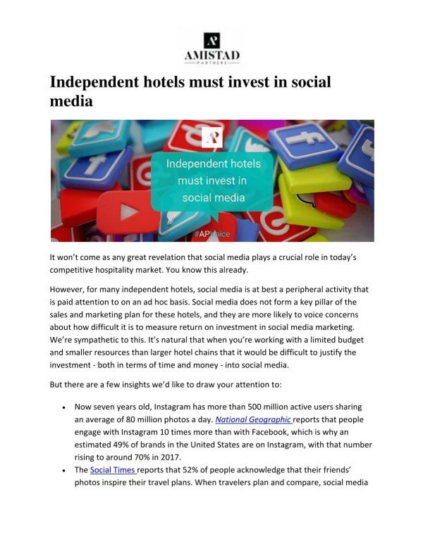 Independent hotels must invest in social media