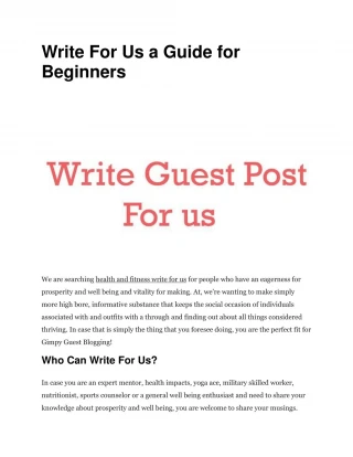 Write For Us a Guide for Beginners - slide 1