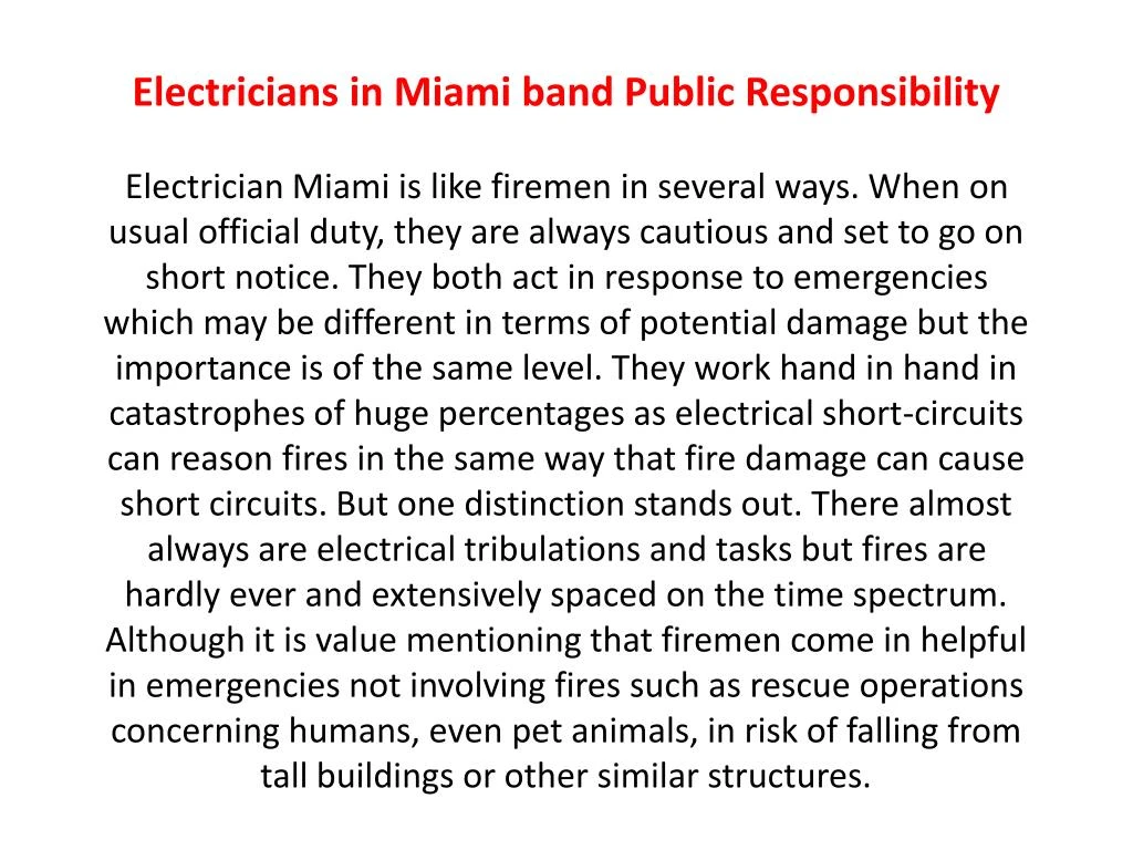 electricians in miami band public responsibility