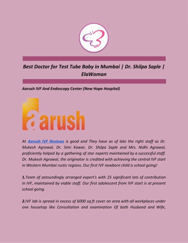 Best Doctor for Test Tube Baby in Mumbai | Dr. Shilpa Saple | ElaWoman