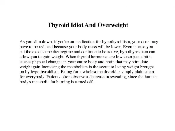 Prevention Of The Thyroid Problem