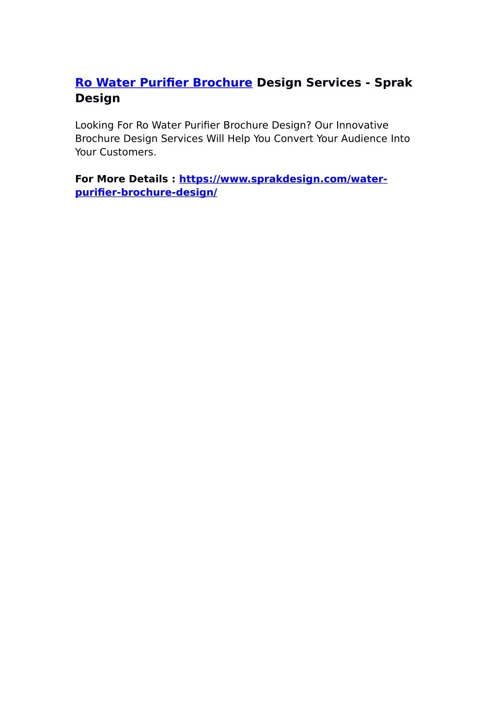 ro water purifier brochure design services sprak