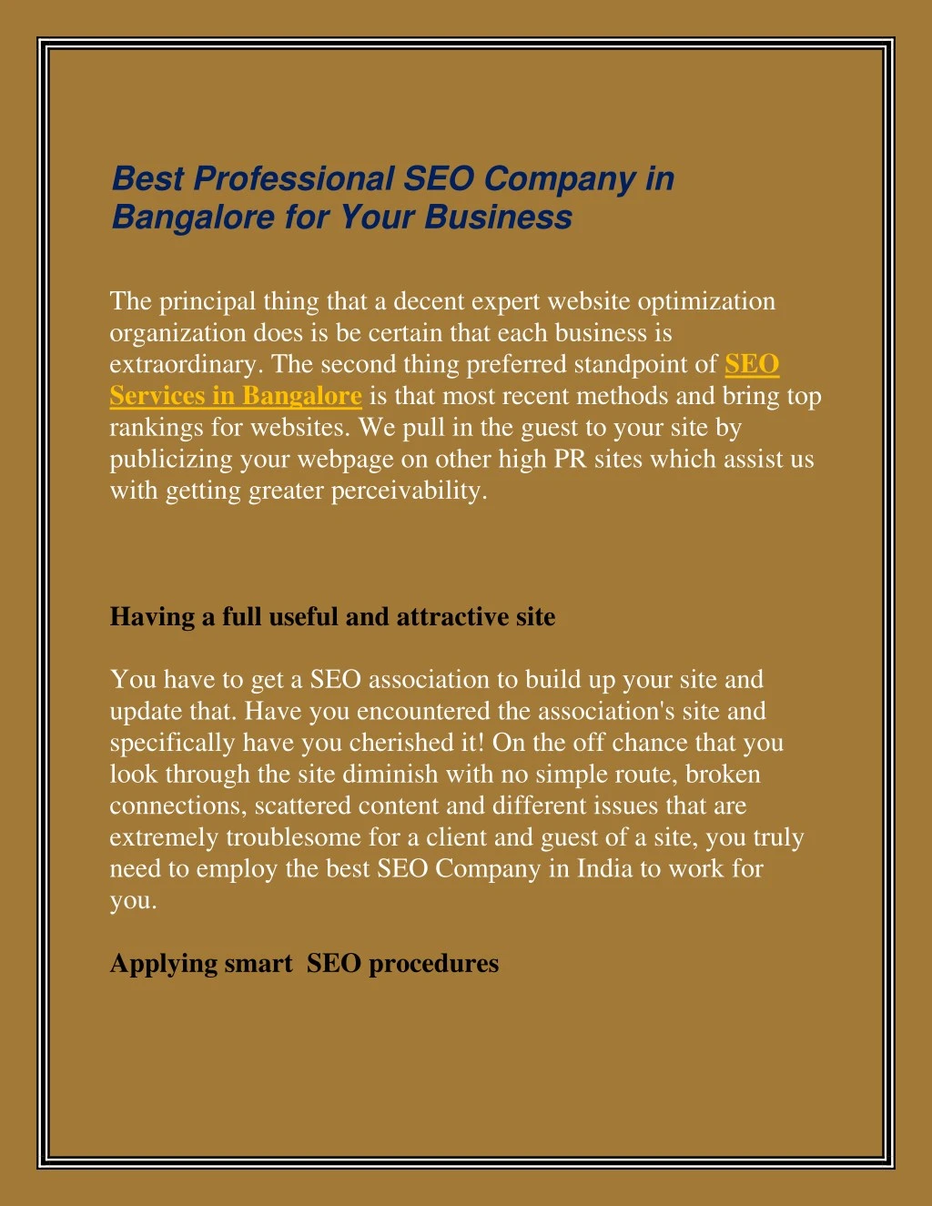 best professional seo company in bangalore