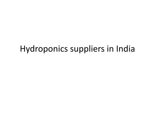 Hydroponic equipment supplier in India