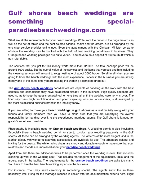 Gulf shores beach weddings are something special paradisebeachweddings.com