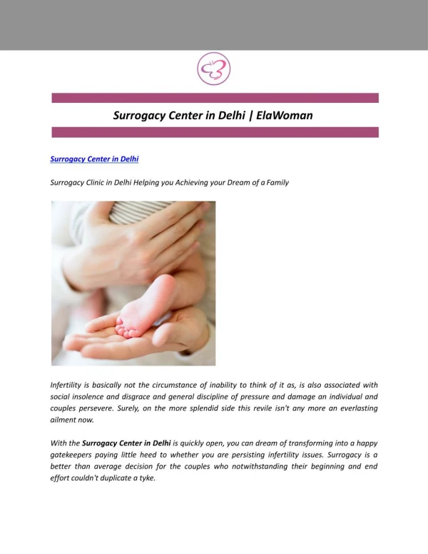 Surrogacy Center in Delhi | ElaWoman