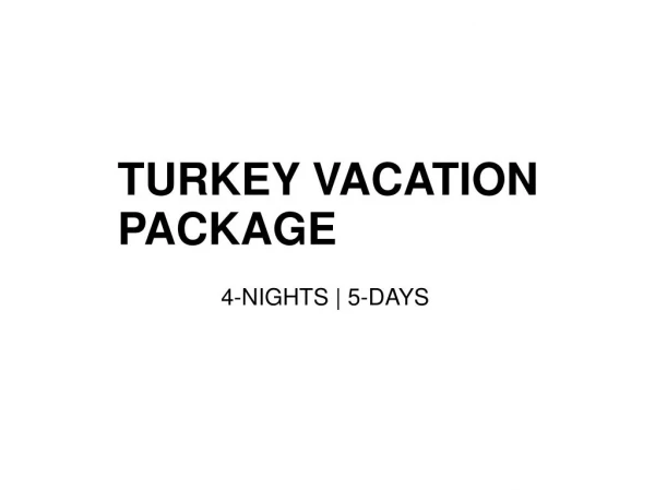 TURKEY VACATION PACKAGE : 4-NIGHTS / 5-DAYS