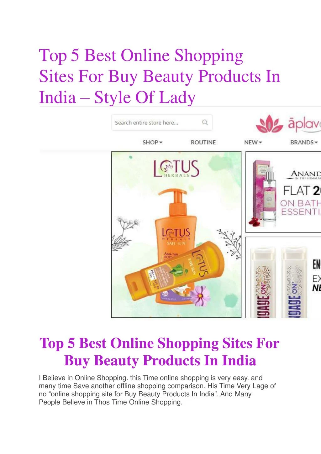 top 5 best online shopping sites for buy beauty products in india style of lady