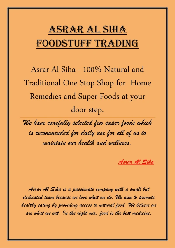 Foodstuff trading company Dubai