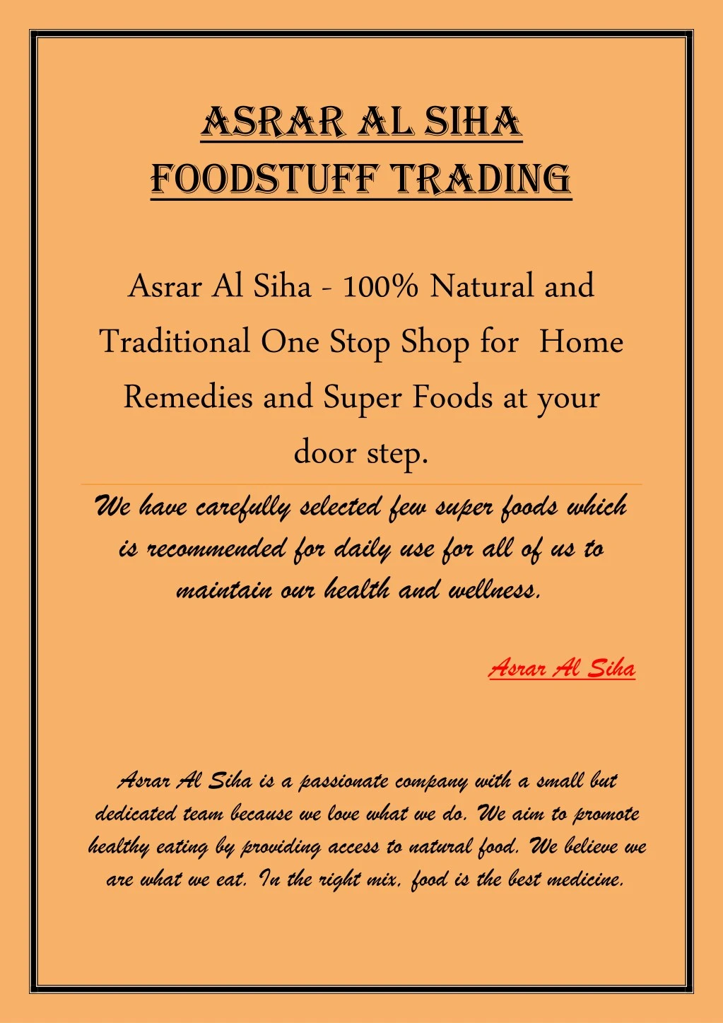 asrar al siha foodstuff trading
