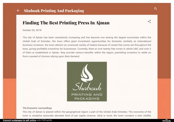 Finding The Best Printing Press In Ajman