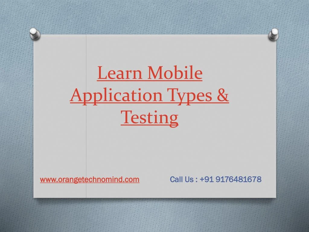learn mobile application types testing
