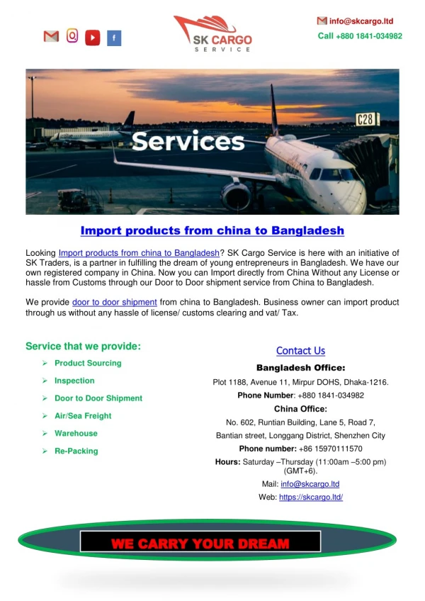 Import products from China to Bangladesh?